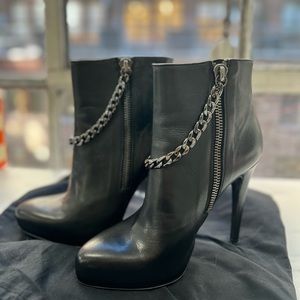 All Saints Black Leather Koko Chain Ankle Boots